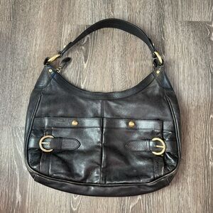 Vintage Liz Claiborne cowhide leather Black leather shoulder bag
